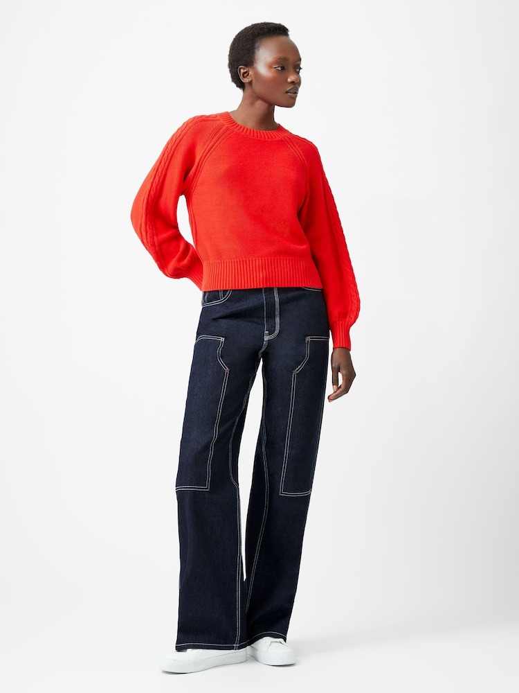 French Connection Red Lily Cable Sleeve Jumper - Image 1 of 4