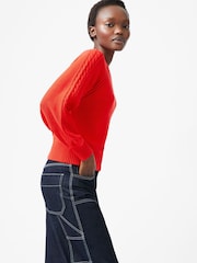 French Connection Red Lily Cable Sleeve Jumper - Image 3 of 4