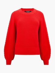 French Connection Red Lily Cable Sleeve Jumper - Image 4 of 4