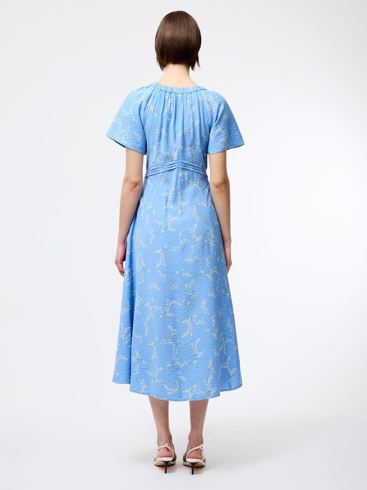 French Connection Blue Danielle Faron Drape V-Neck Midi Dress - Image 2 of 4