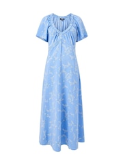French Connection Blue Danielle Faron Drape V-Neck Midi Dress - Image 4 of 4