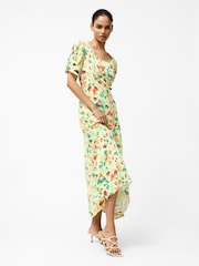French Connection Green Eve Crepe Scoop Neck Midi Dress - Image 1 of 4