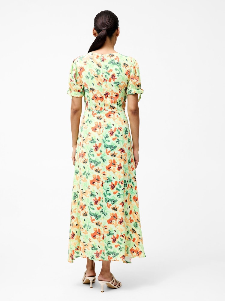 French Connection Green Eve Crepe Scoop Neck Midi Dress - Image 2 of 4