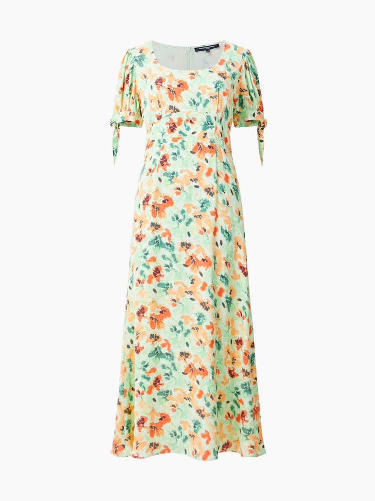 French Connection Green Eve Crepe Scoop Neck Midi Dress - Image 4 of 4