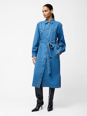 French Connection Blue Zaves Chambray Denim 100% Cotton Dress - Image 3 of 5