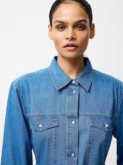 French Connection Blue Zaves Chambray Denim 100% Cotton Dress - Image 4 of 5