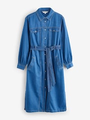 French Connection Blue Zaves Chambray Denim 100% Cotton Dress - Image 5 of 5