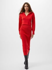 French Connection Red Mozza Collared Midi Dress - Image 1 of 4
