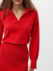French Connection Red Mozza Collared Midi Dress - Image 3 of 4