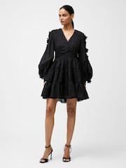 French Connection Black Aubrey 3D Lace Trim Mini Dress - Image 1 of 4