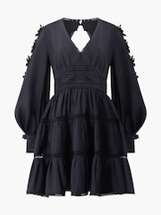French Connection Black Aubrey 3D Lace Trim Mini Dress - Image 4 of 4