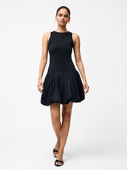 French Connection Black 100% Cotton Phoebe Jersey Mix Bubble Hem Mini Dress - Image 1 of 4