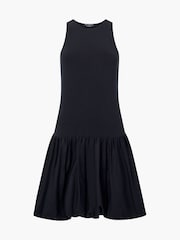 French Connection Black 100% Cotton Phoebe Jersey Mix Bubble Hem Mini Dress - Image 4 of 4