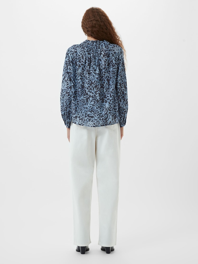 French Connection Blue 100% Cotton Anna Austin Cotton Top - Image 2 of 4