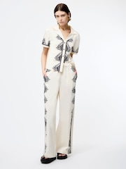 French Connection Cream 100% Cotton Nola Alexis Printed Trousers - Image 1 of 4
