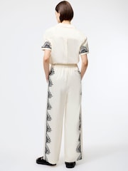 French Connection Cream 100% Cotton Nola Alexis Printed Trousers - Image 2 of 4