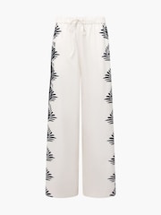 French Connection Cream 100% Cotton Nola Alexis Printed Trousers - Image 4 of 4