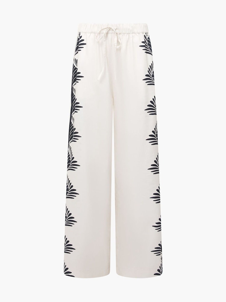 French Connection Cream 100% Cotton Nola Alexis Printed Trousers - Image 4 of 4