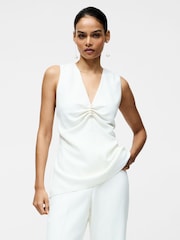 French Connection White Arlette Sleeveless V-Nack Top - Image 1 of 4