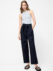 French Connection Blue 100% Cotton Paper Bag Trousers - Image 1 of 3