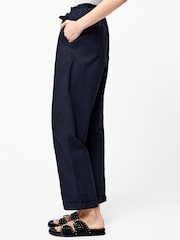 French Connection Blue 100% Cotton Paper Bag Trousers - Image 2 of 3