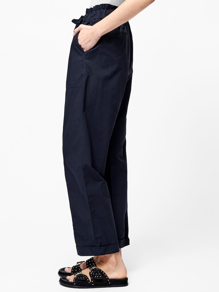 French Connection Blue 100% Cotton Paper Bag Trousers - Image 2 of 3