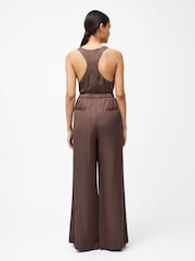 French Connection Brown Sera Satin Elasticated Trousers - Image 2 of 4