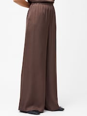 French Connection Brown Sera Satin Elasticated Trousers - Image 3 of 4