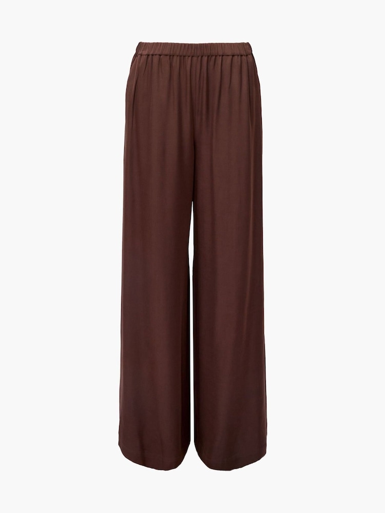 French Connection Brown Sera Satin Elasticated Trousers - Image 4 of 4