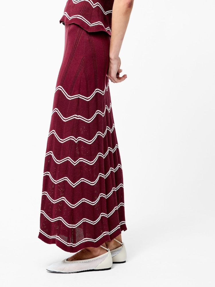 Buy French Connection Burgundy Trudy Crochet 100% Cotton Skirt