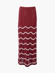 French Connection Burgundy Trudy Crochet 100% Cotton Skirt - Image 5 of 5