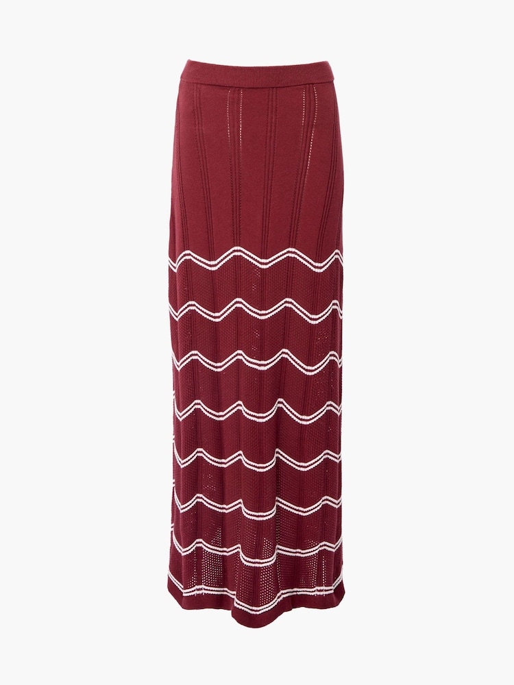 French Connection Burgundy Trudy Crochet 100% Cotton Skirt - Image 5 of 5