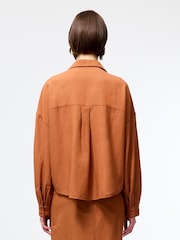 French Connection Brown Ariette Line Blends Tuck Shirt - Image 2 of 4