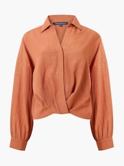 French Connection Brown Ariette Line Blends Tuck Shirt - Image 4 of 4