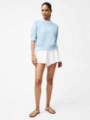 French Connection Blue Lily High Neck 100% Cotton Top - Image 2 of 4