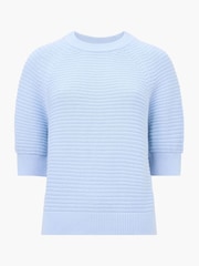 French Connection Blue Lily High Neck 100% Cotton Top - Image 4 of 4