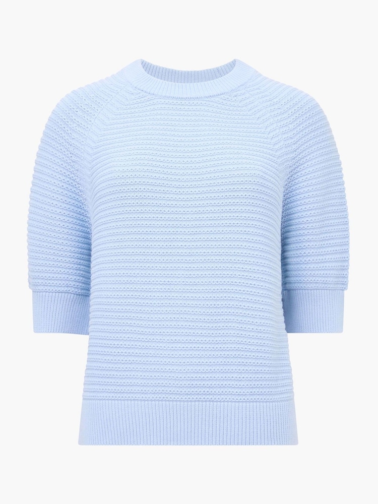 French Connection Blue Lily High Neck 100% Cotton Top - Image 4 of 4