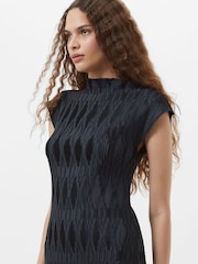 French Connection Blue Moira Pleated Dress - Image 3 of 4