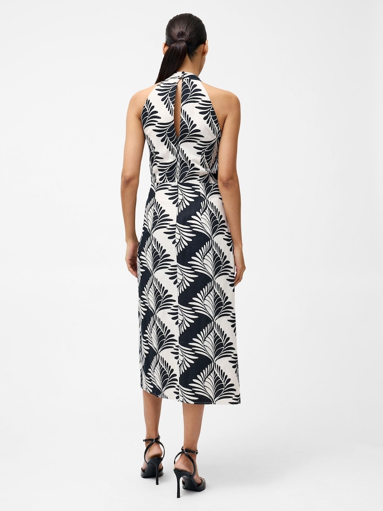 French Connection Black Ariette Linen Blend Crossword Midi Dress - Image 2 of 4