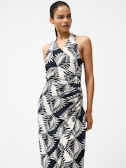 French Connection Black Ariette Linen Blend Crossword Midi Dress - Image 3 of 4