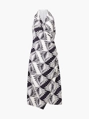 French Connection Black Ariette Linen Blend Crossword Midi Dress - Image 4 of 4