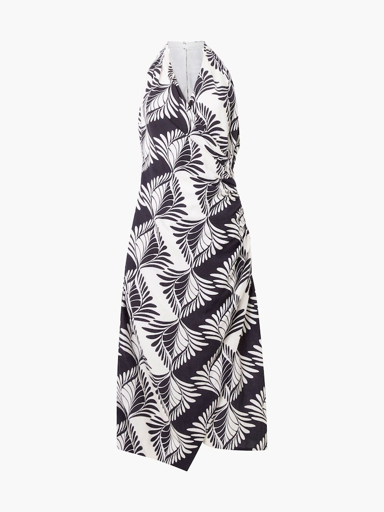 French Connection Black Ariette Linen Blend Crossword Midi Dress - Image 4 of 4