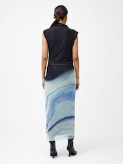 French Connection Blue Toni Wrap Neck Midi Dress - Image 2 of 4