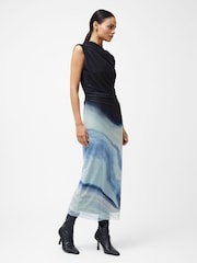 French Connection Blue Toni Wrap Neck Midi Dress - Image 3 of 4