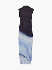 French Connection Blue Toni Wrap Neck Midi Dress - Image 4 of 4