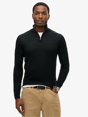 Superdry Black Merino Half Zip Jumper - Image 1 of 3