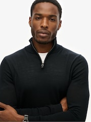 Superdry Black Merino Half Zip Jumper - Image 3 of 3