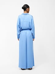 French Connection Blue Damasco Air Flow Poly Wide Trousers - Image 2 of 4