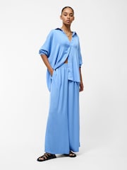 French Connection Blue Damasco Air Flow Poly Wide Trousers - Image 3 of 4