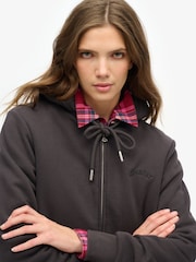 Superdry Brown Borg Lined Zip Hoodie - Image 3 of 3